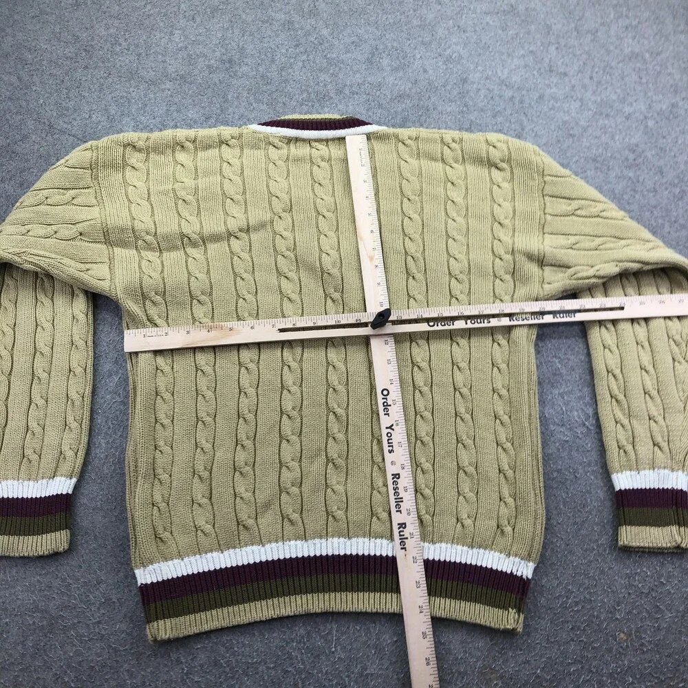 Vintage Woods & Gray Sweater Mens Medium Beige Cable Knit V Neck Hong Kong